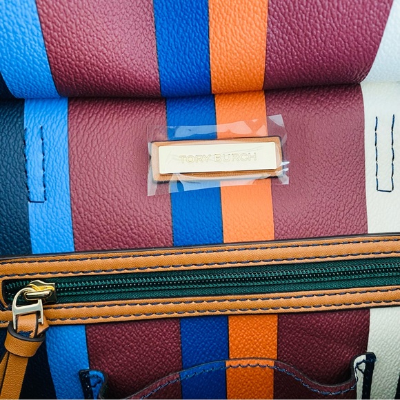 Tory Burch Kerrington Colorful Stripe Leather Tote/Crossbody Bag (medium size) - Picture 12 of 13